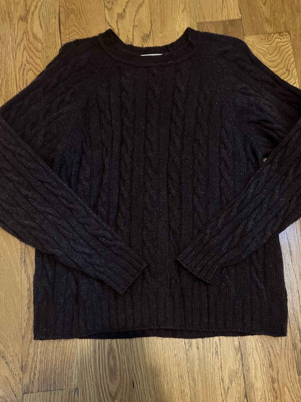 Vintage L.L. Bean Cable Knit Sweater Men's M Medium Brown 100% Wool Made in USA